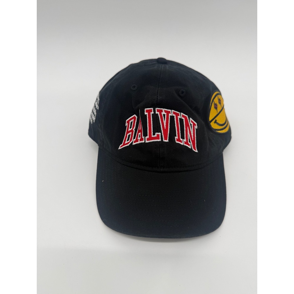 J Balvin x Market Vibras Black Baseball Dad Hat Smiley Embroidered Strapback New